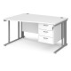 Maestro Cable Managed Leg Wave Desk with Three Drawer Pedestal